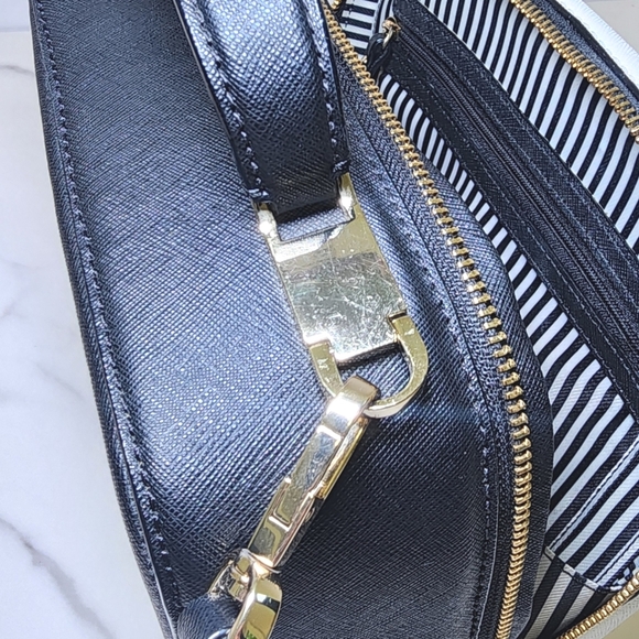 KATE SPADE CAMERON STREET CASIE LEATHER HANDBAG/CROSSBODY. BLACK/IVORY - Picture 12 of 13